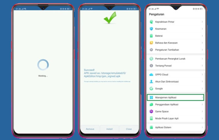 management aplikasi pada Oppo A3s