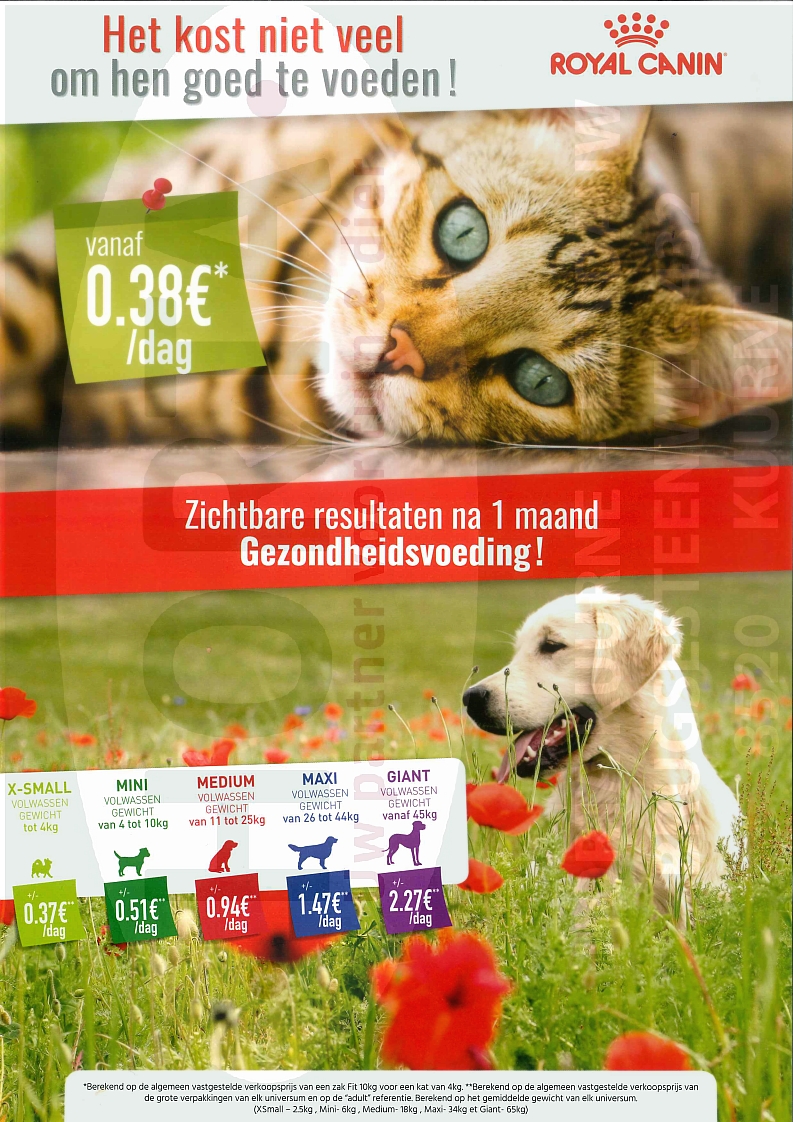 Horta Dendauw Kuurne Spaar punten bij aankoop van Royal Canin bij