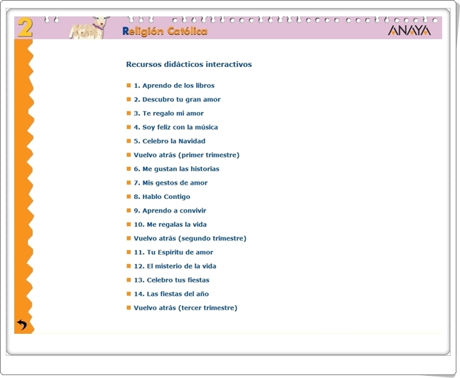 "Recursos Didácticos Interactivos Anaya. Religión Católica de 2º de Primaria" (Abre la puerta)