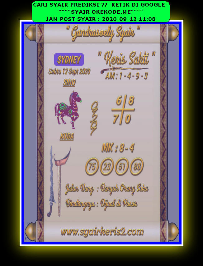 Kode Syair Sydney 12 September 2020 Forum Syair Togel Hongkong Singapura Sydney Kode Syair Sydney 12 September 2020 Forum Syair Togel Hongkong Singapura Sydney