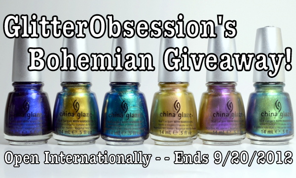 Glitter Obsession's China Glaze Bohemian Luster Chrome Giveaway