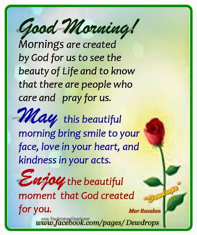 GOOD MORNING! MORNINGS ARE CREATED BY GOD FOR US TO SEE THE BEAUTY OF ...