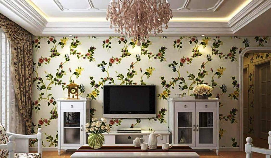 Wallpaper Dinding Ruang Tamu Minimalis Bunga