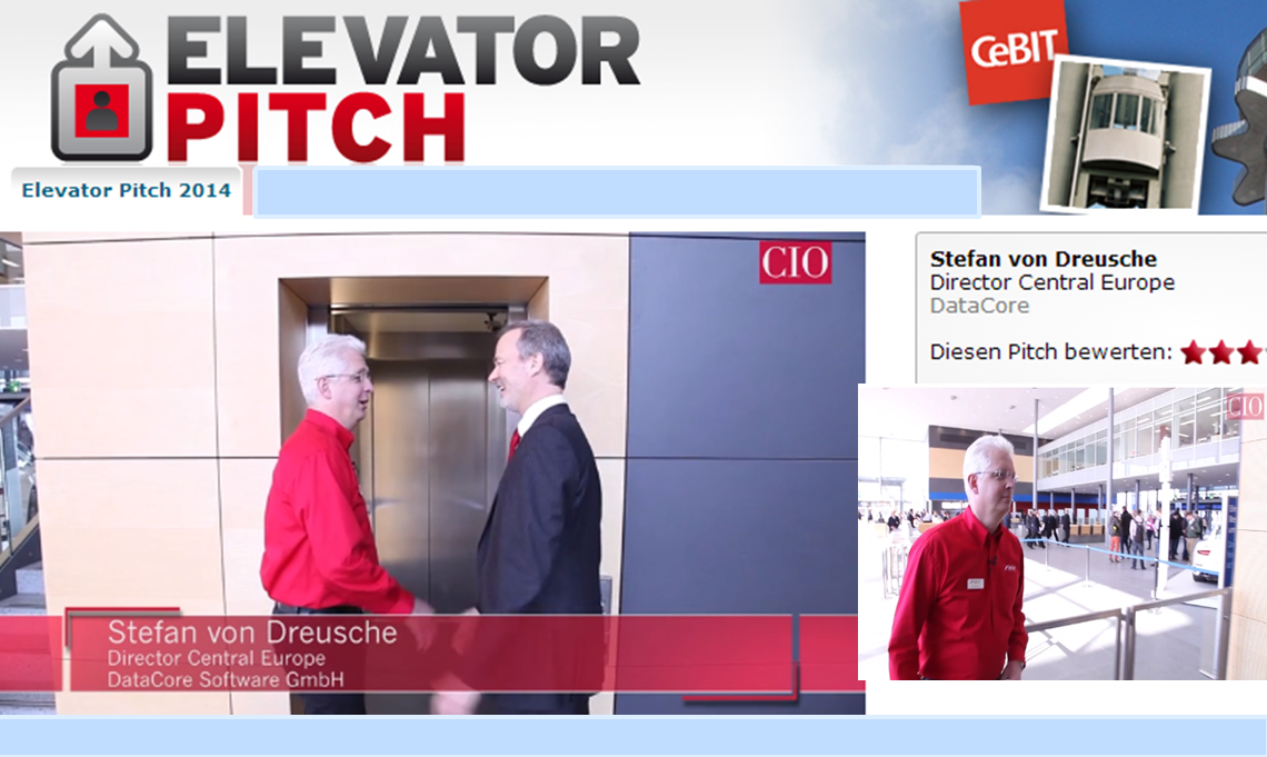 CIO de Elevator Pitch ;Hardware ist passé ; mit Stefan von Dreusche ; DataCore Software defined Storage