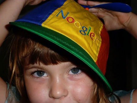 My daughter wearing Google hat