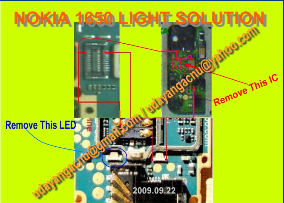 Mobile Diagram with Repairing hardware: nokia 1650 light solution