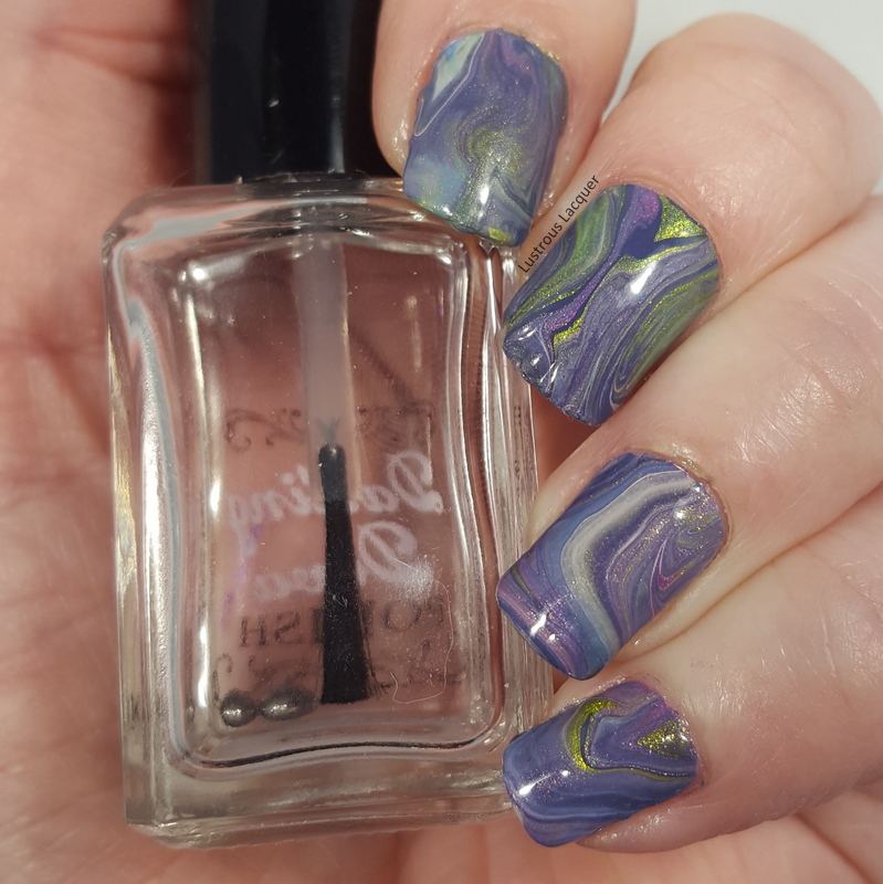 Purple, Green and Blue Drip Marble Nail Art - <em>Lustrous Lacquer