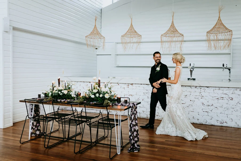 lady bella photography gold coast wedding venue tweed heads bridal gowns australian designer florals cake black balloons styling