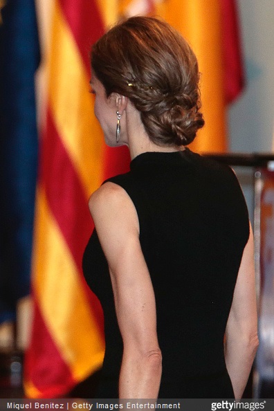 Queen Letizia of Spain, detail, presides over the 33rd edition of the Caixa scholarship award ceremony in Barcelona 