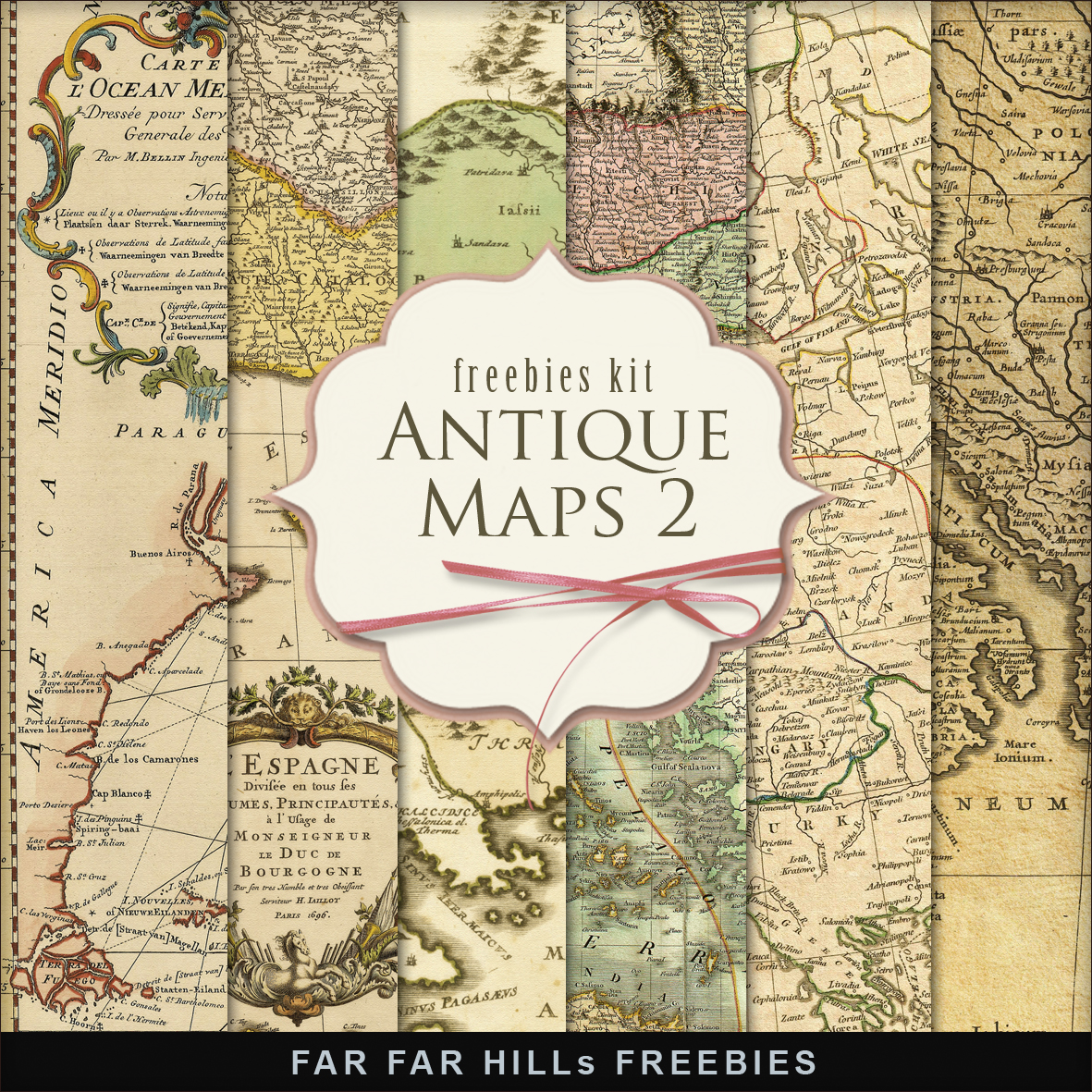 New Freebies Kit of Antique Maps 2Far Far Hill Free database of