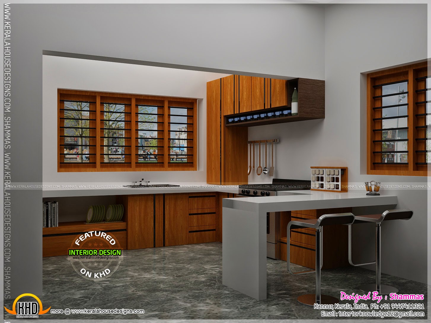 Modern house elevation with interior renderings | Home Kerala Plans