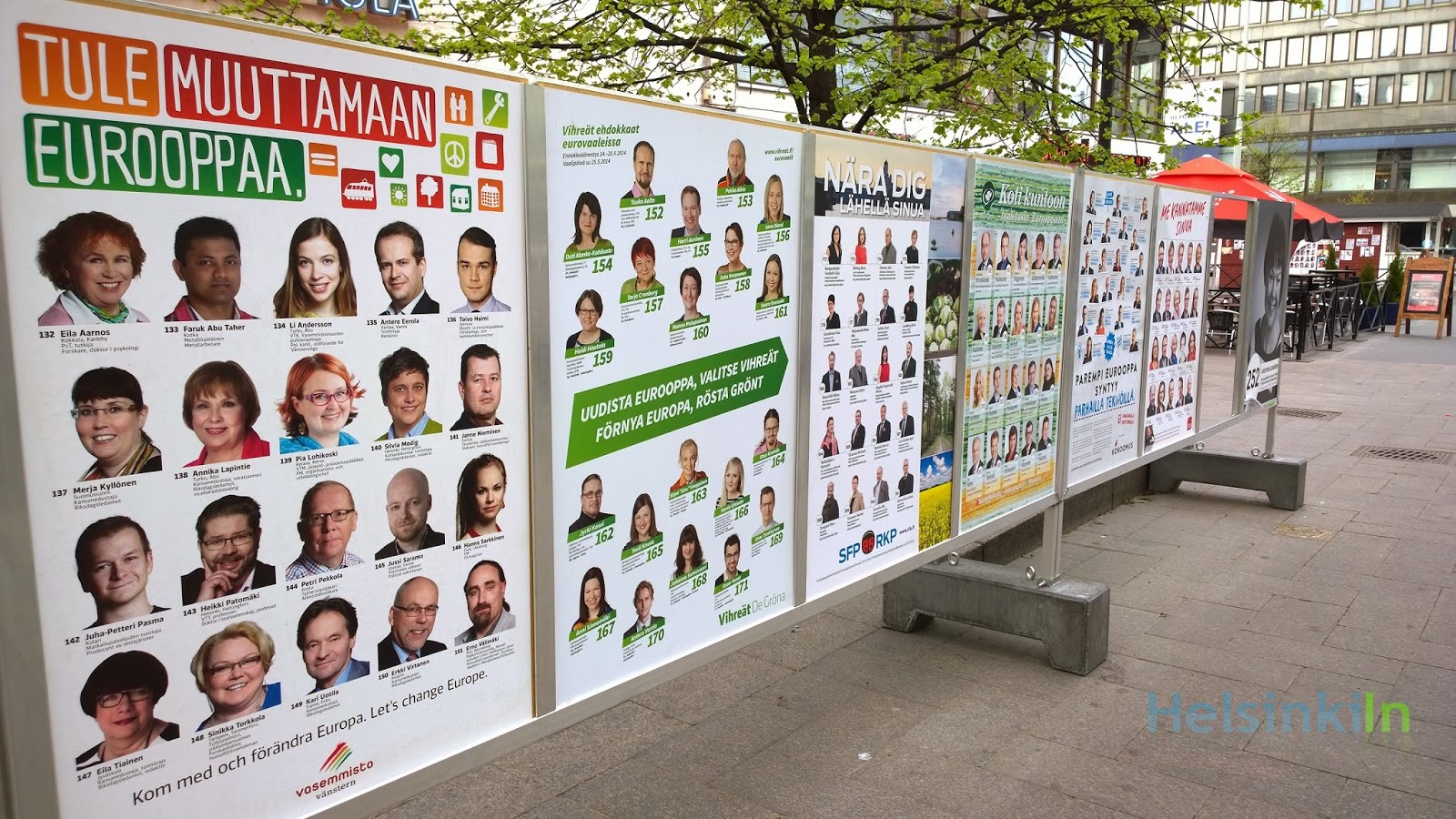 election posters in the center of Helsinki