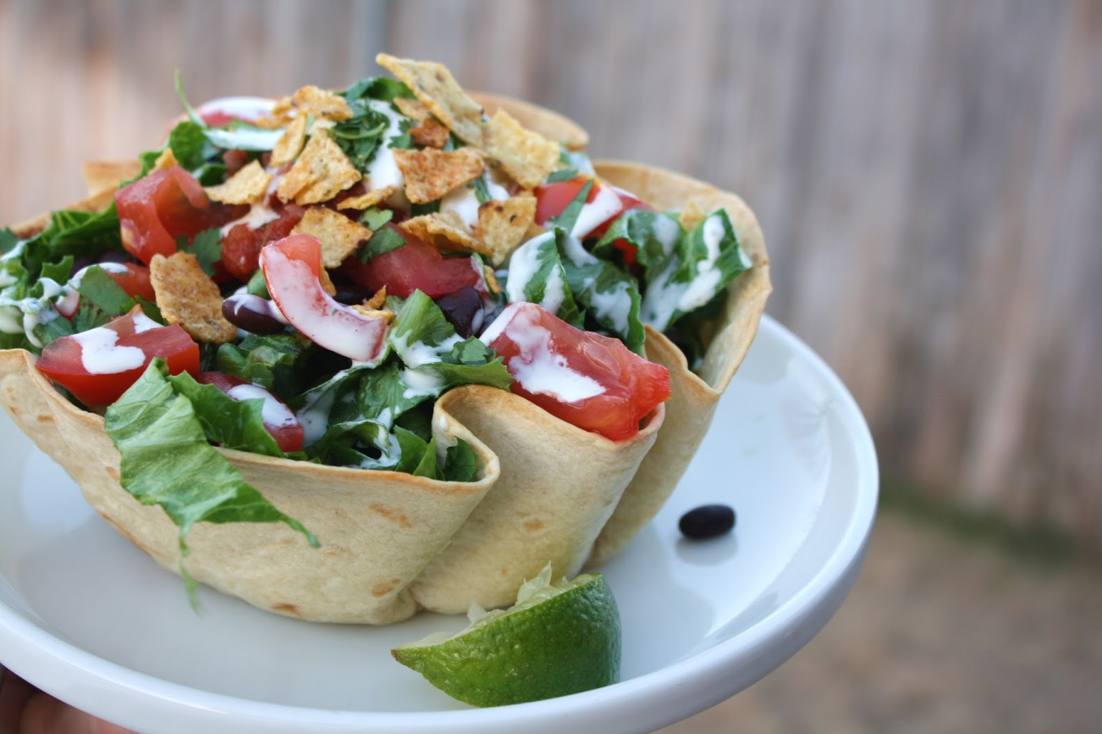 what's for dinner? taco salad with homemade tortilla bowls... 25 minutes