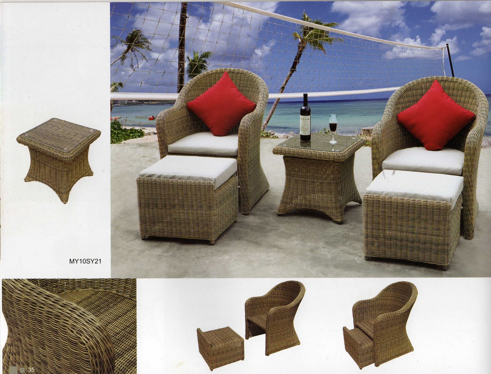 Lark Jardin Juegos de living de jardin en aluminio y rattan / sofa set