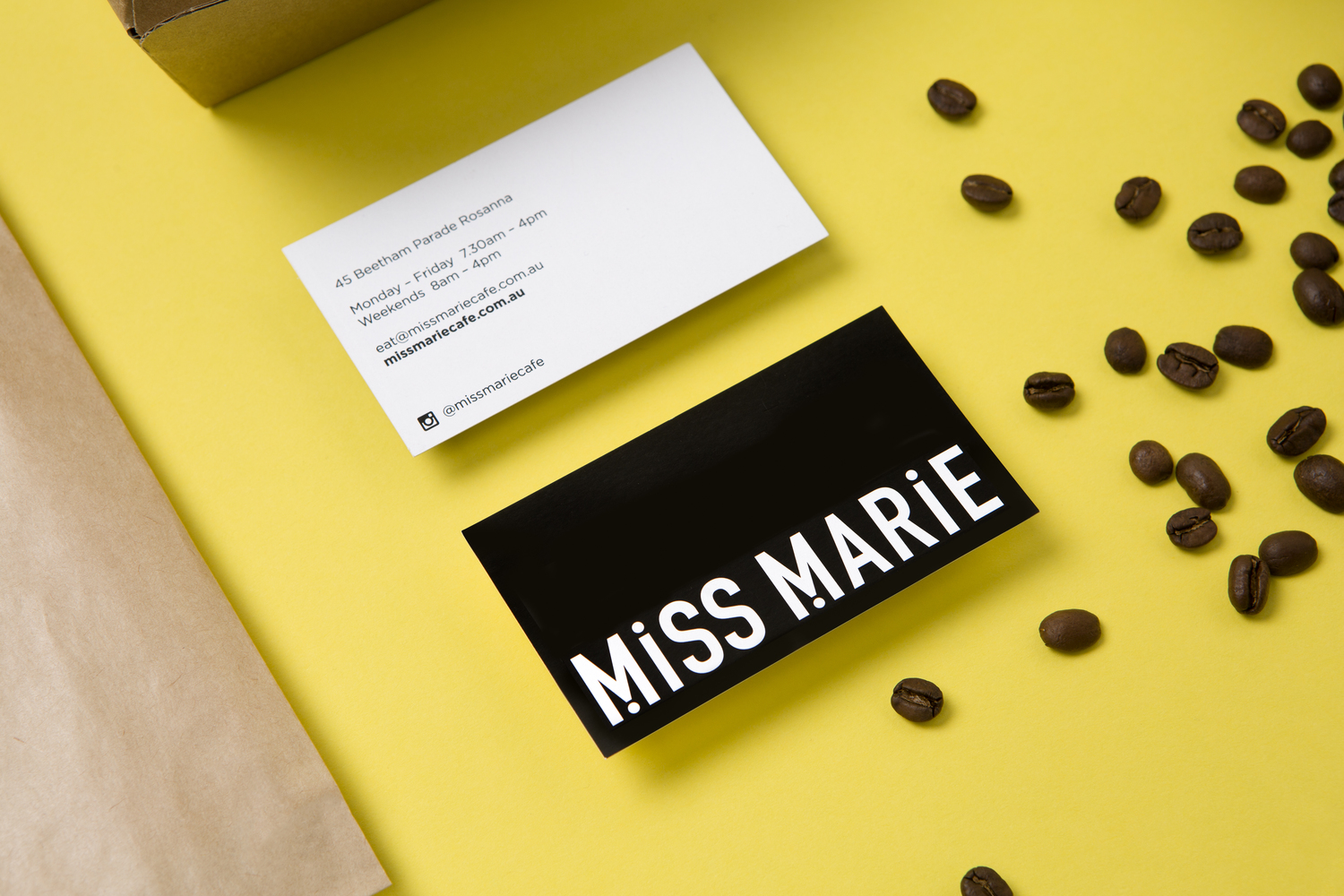 Good design makes me happy Miss Marie Cafe Brand Identity by LBD Studio