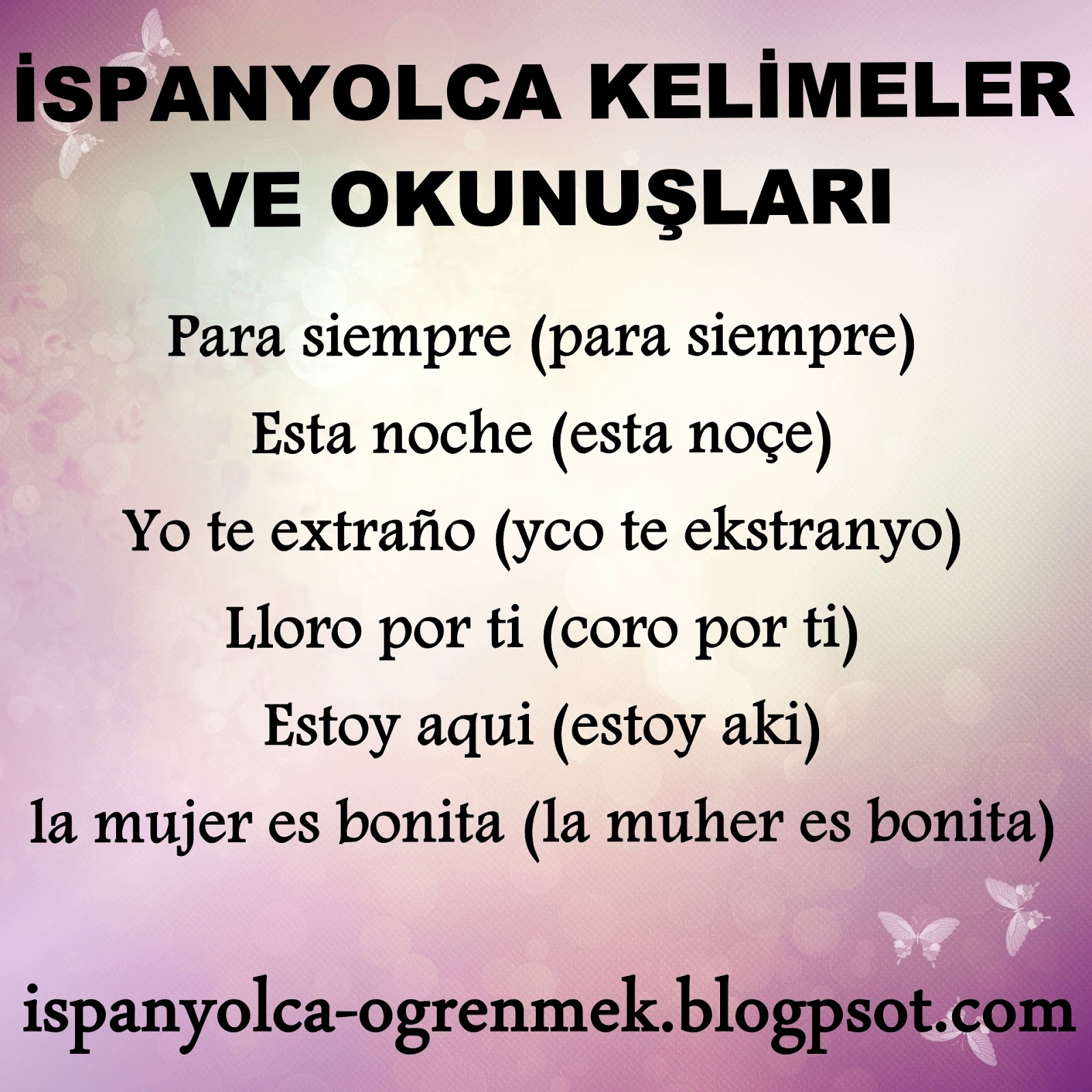 Ispanyolca Kelimeler Ve Okunuslari