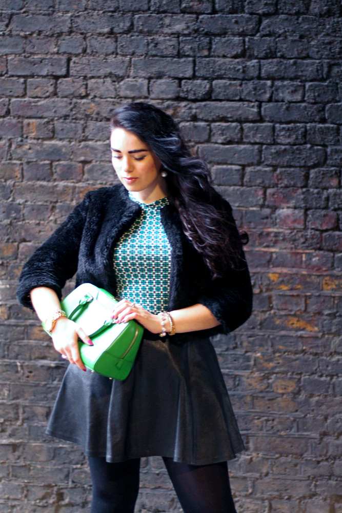 Green and black outfit - London fashion blog