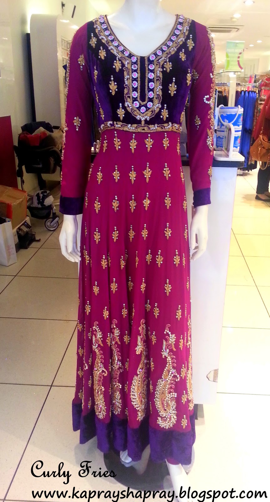 Curly Fries March 2017 High Street Designs Pink Purple Long Anarkali By Rdc London
