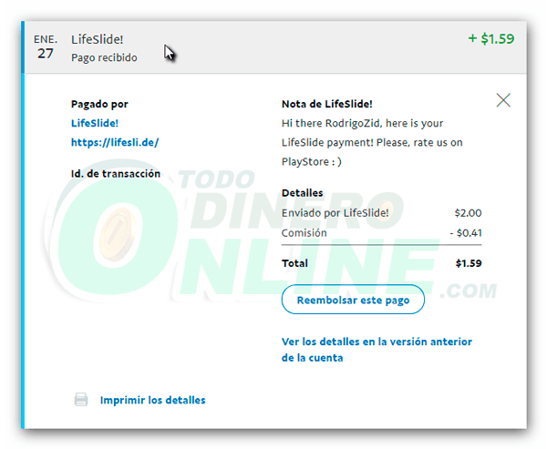 LifeSlide pago por PayPal 1