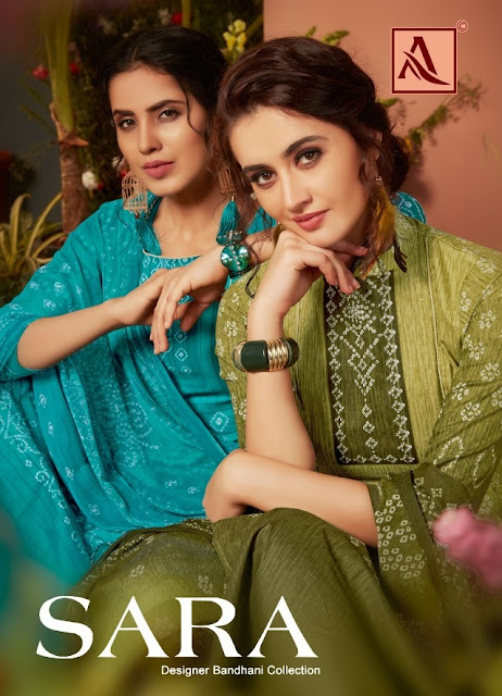 Alok Suits Sara Bandhani print Dress Material catalog