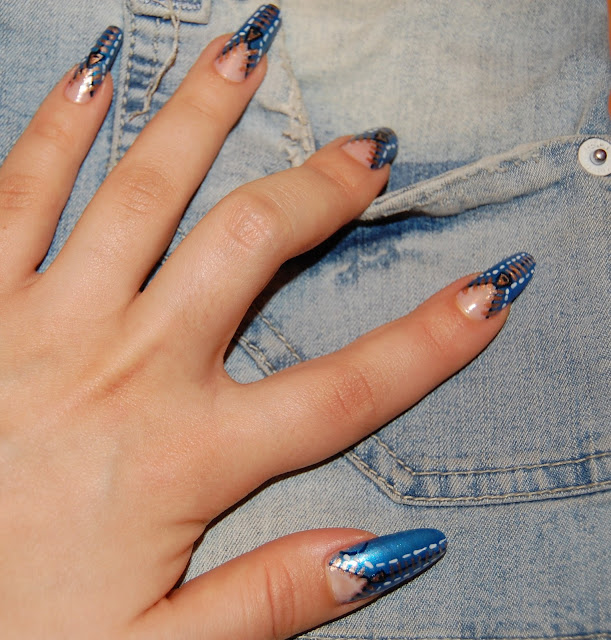 in the jungle of fashion Nail Art 5 "Denim Nails"