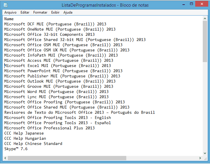 Lista de Programas Instalados txt
