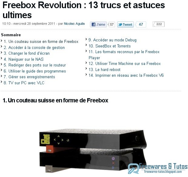 Le site du jour : Freebox Revolution : 13 trucs et astuces ultimes