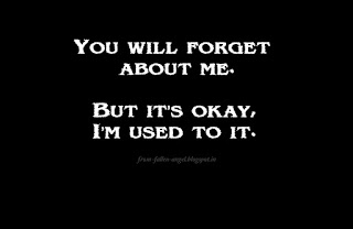 You will forget about me. But it’s okay, I’m used to it.