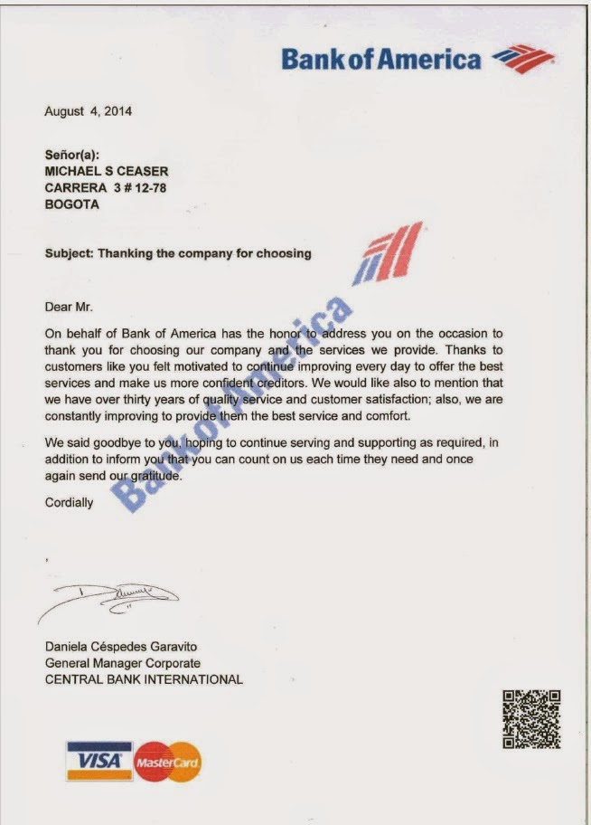 Bank Of America Letterhead Pdf - kindlcards