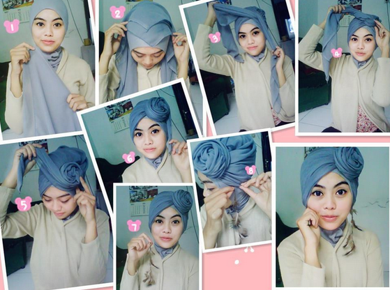 Kreasi Jilbab Turban Segi Empat Untuk Pesta Ala Dian Pelangi