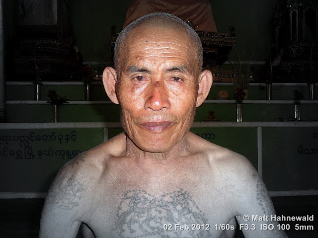 Burma, Myanmar, Inle Lake, Burmese monk, Burmese man, tatoo, people, portrait, headshot, Buddhist monk, focal black and white