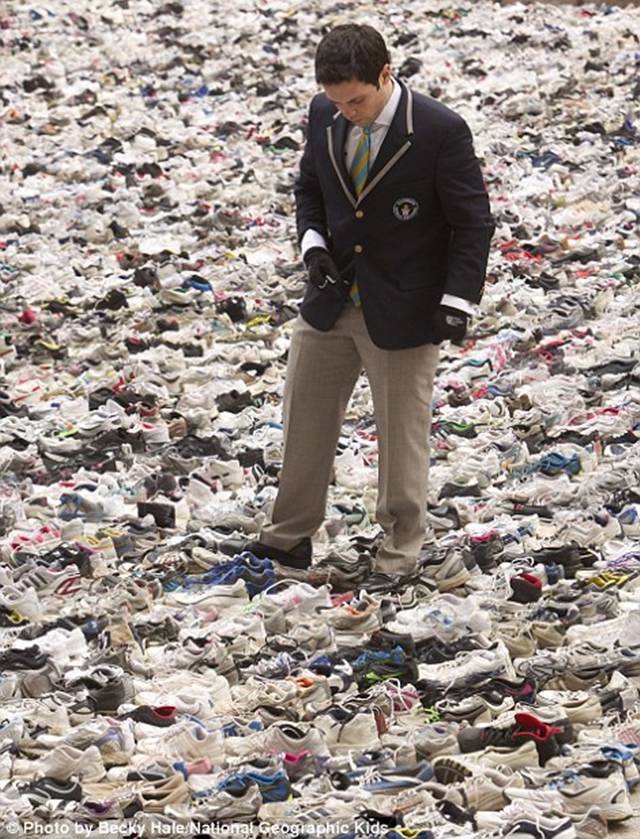 More Than 16,000 Pairs of Shoes Lined Up Together in Huge World Record