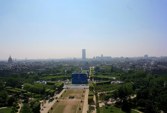 The park in front of the Eiffel Tower set up for the Euro 2016 fan zone.