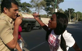 Video/Photos: Nigerian woman arrested for allegedly assaulting a policeman in India