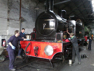 Twizell being cleaned in Marley Hill shed