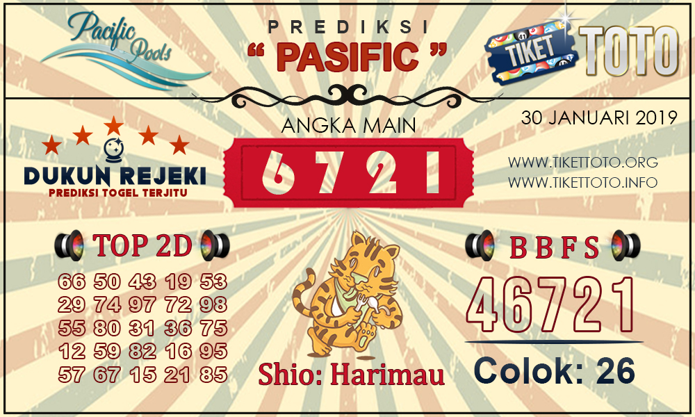 Prediksi Togel PASIFIC TIKETTOTO 30 JANUARI 2019