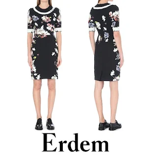 ERDEM Ivy Floral Print Stretch Crepe Dress