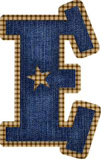 Abecedario en Tela de Jeans con Estrellas Vaqueras. Jeans Alphabet with Cowboy Stars.