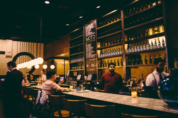 The bar at alian restaurant Moto cucina and enoteca in Nashville, Tennessee