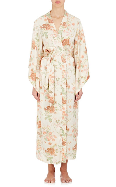 Raven & Sparrow by Stephanie Seymour Tulip Print Silk Charmeuse Kimono Robe Raven & Sparrow by Stephanie Seymour Tulip Print Silk Charmeuse Kimono Robe
