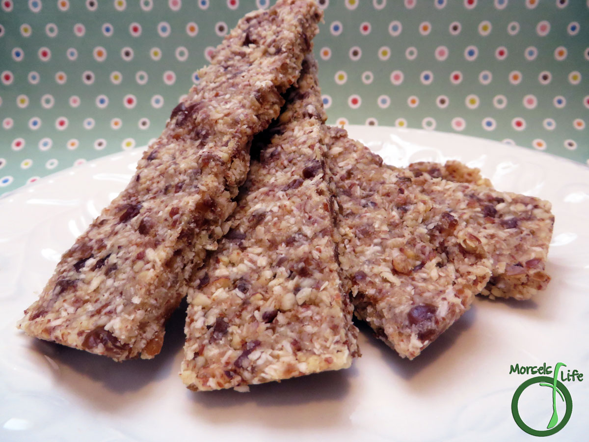 Morsels of Life - Smoky Almond Coconut Bars - Smoked almonds formed into a sweetly savory granola bar with coconut shreds and dried dates. You've got to try these smoky almond coconut bars!