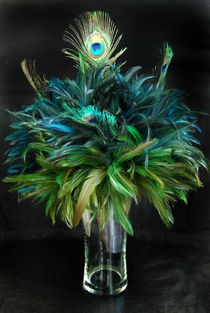 Wedding Flowers with Peacock Feathers