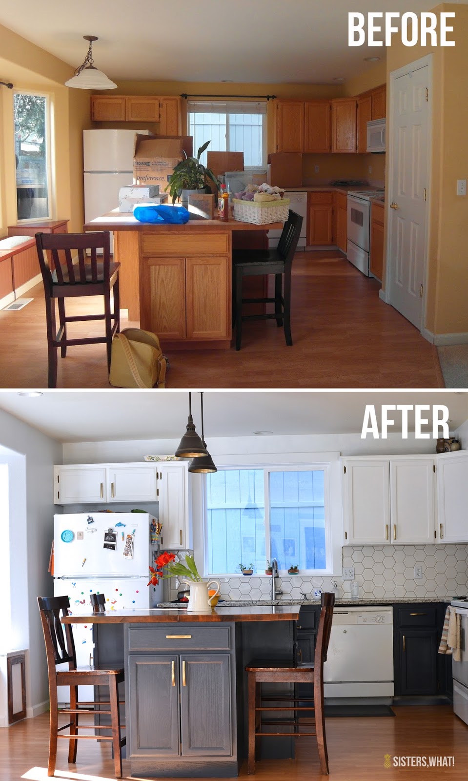 A Two Toned DIY Kitchen Remodel - the Details with using a Spray Gun ...