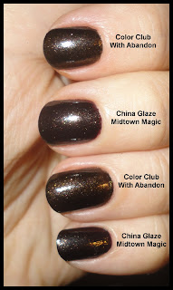 china glaze midtown magic and color club with abandon comparison