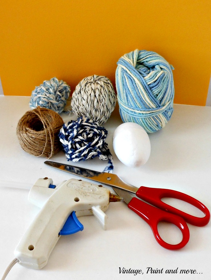 Vintage, Paint and more.. supplies - yarn and twine to make wrapped eggs