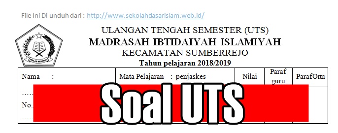 Download Soal Uts Penjaskes Pjok Sd Mi Semester 1 Kelas 1 6 Tahun Ajaran 2018 2019 Sekolah Dasar Islam