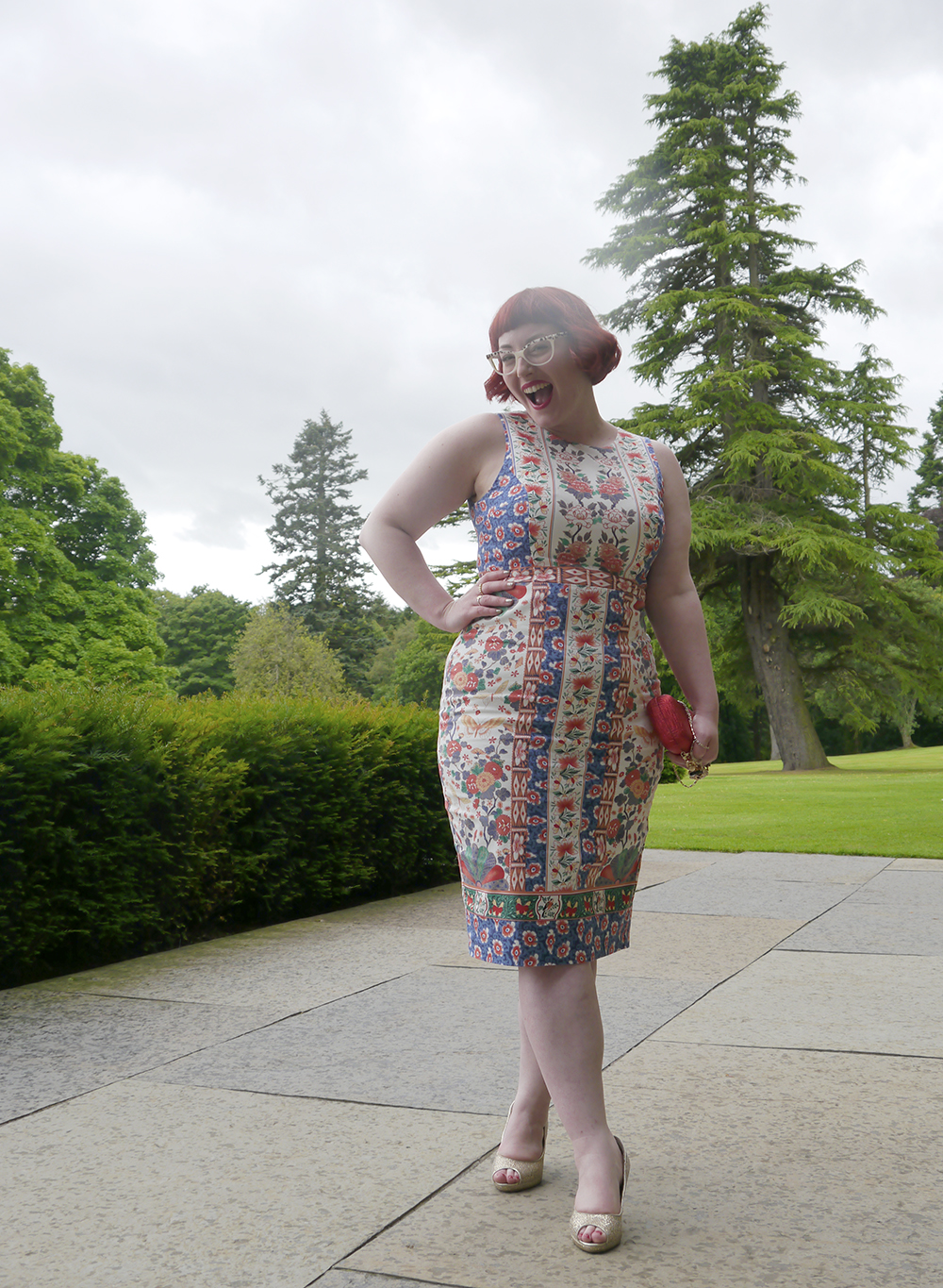 What Helen Wore, wedding guest style, wedding guest outfit, floral dress, florals, flower print dress, Oasis dress, V&A x Oasis, V&A print, Dorothy Perkins, TK Maxx, floral print, Fasque Castle, Scottish blogger, wedding season