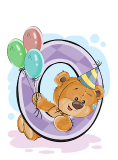 Números con Osito Cumpleañero. Numbers with Birthday Bear.