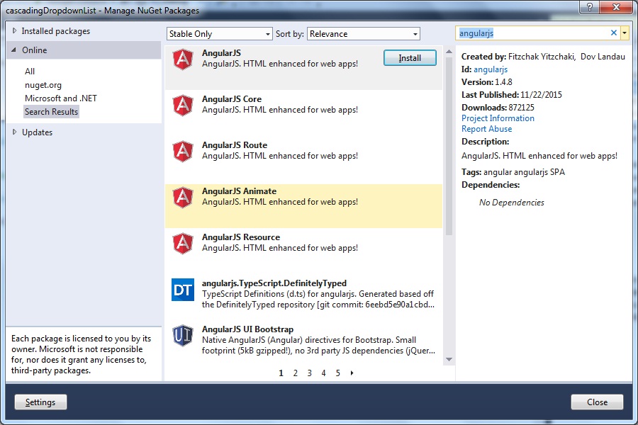 Cascading Dropdown list Using Angularjs in MVC4 Developer Code