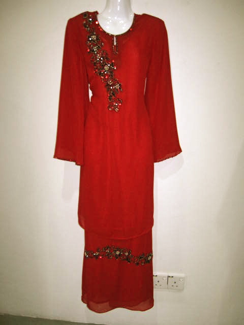 RAGAZZA: deep red elegant baju kurung